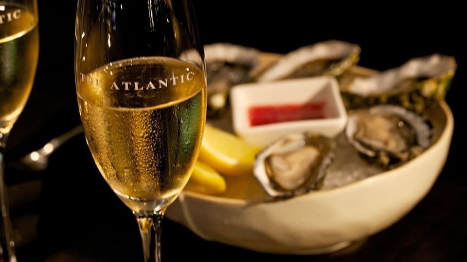 Champaign glass in Oyster Bar & Grill at Crown Hotel Melbourne