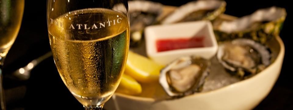 Champaign glass in Oyster Bar & Grill at Crown Hotel Melbourne