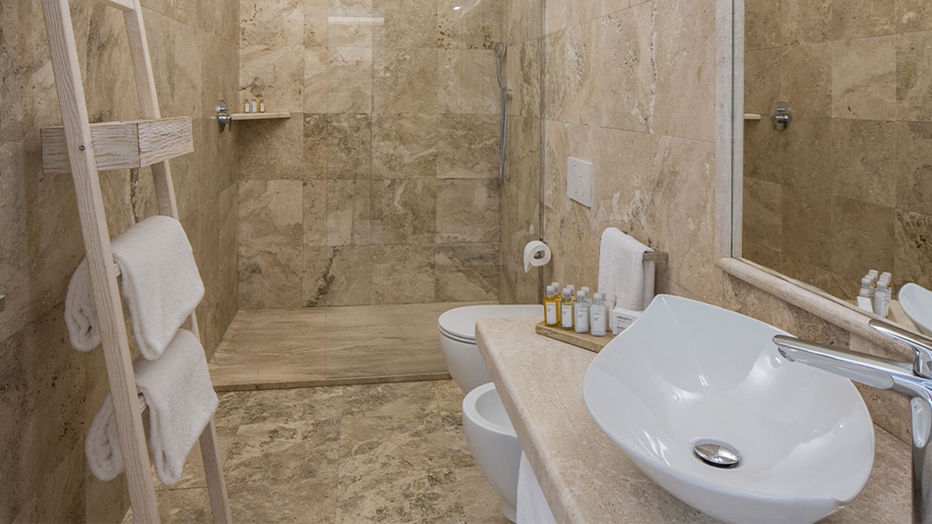 Bathroom, Junior Suite Seaview at Falkensteiner Hotel Capo Boi