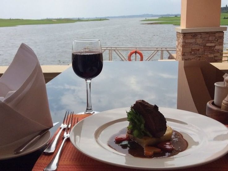 A Dish served with the lake view at Lake Victoria Serena Resort