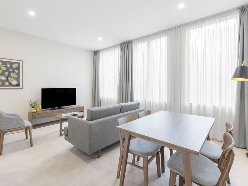 Living and dining of 1 bedroom apartment at Brady Hardware Lane