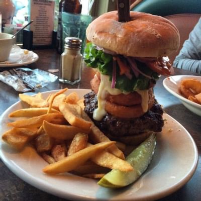 double hex burger and fries