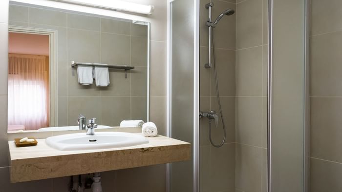 Bathroom vanity in bedrooms at Hotel Cartier