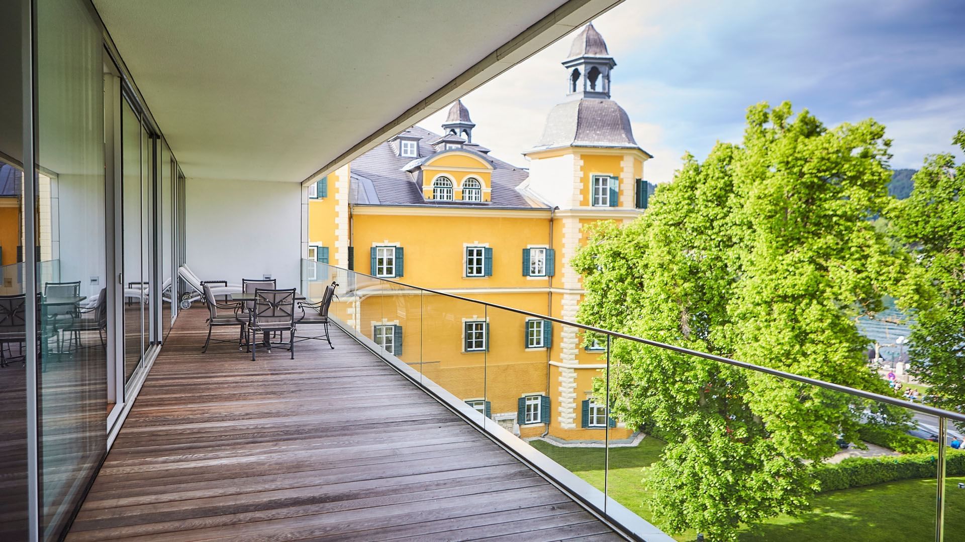 Balcony lounge area in Infinity Suite at Falkensteiner Hotels