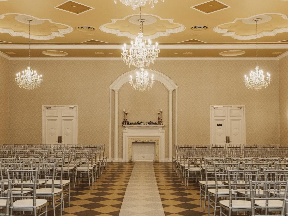 continental ballroom dressed for a wedding day