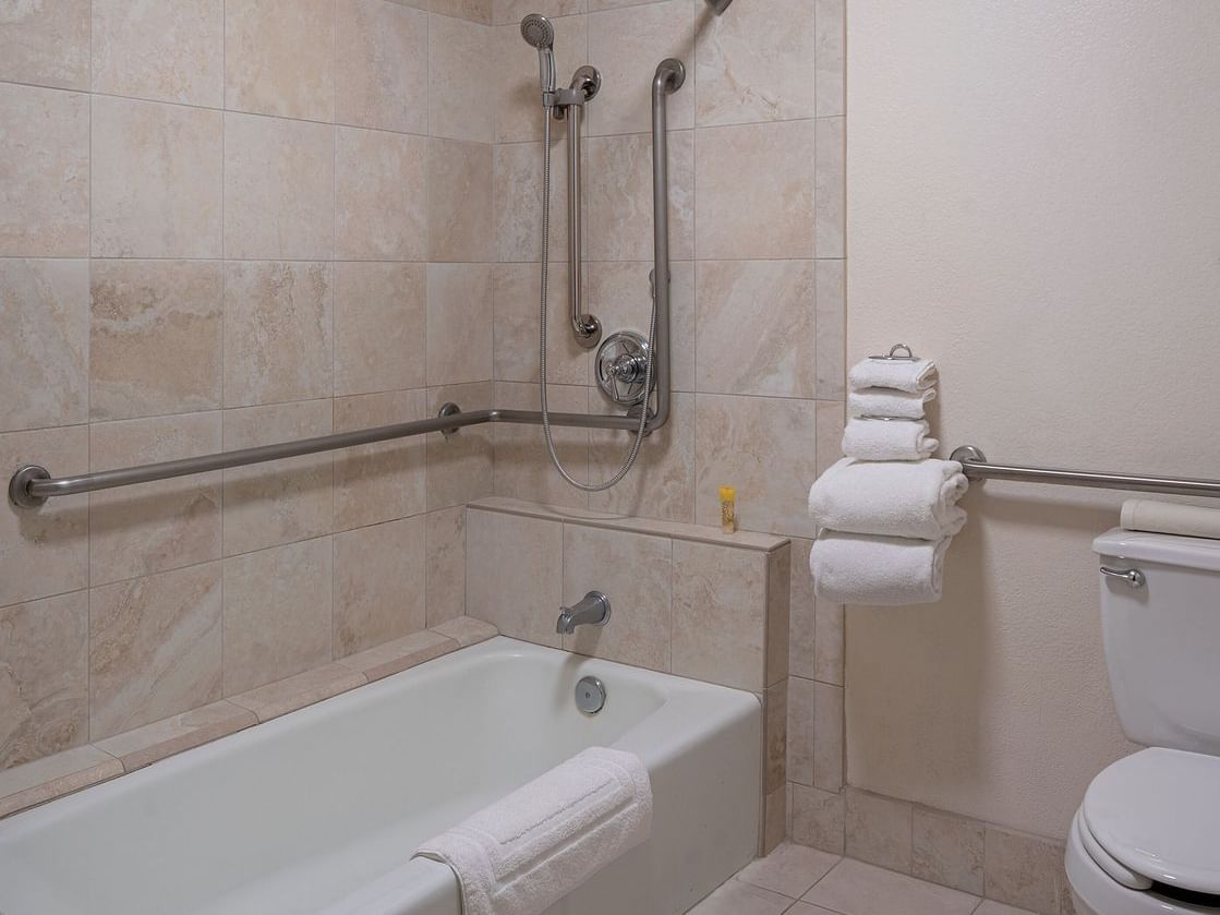 Accessible Ground Marina View King bathroom at Bay Club Hotel
