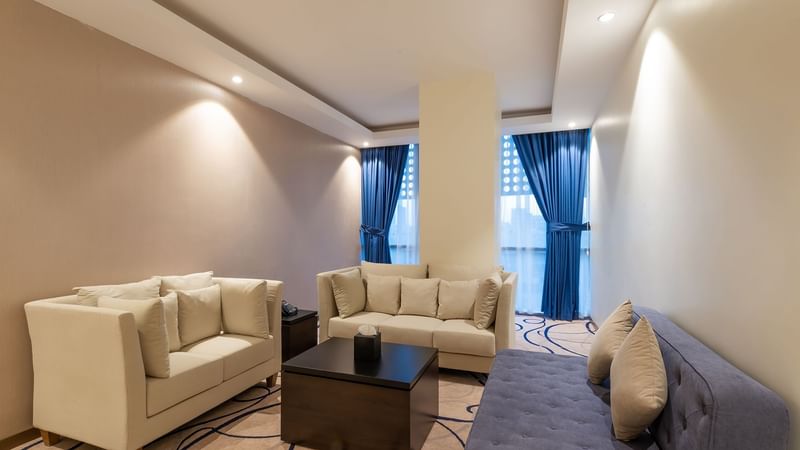 Living area of Executive Suite at Warwick Riyadh