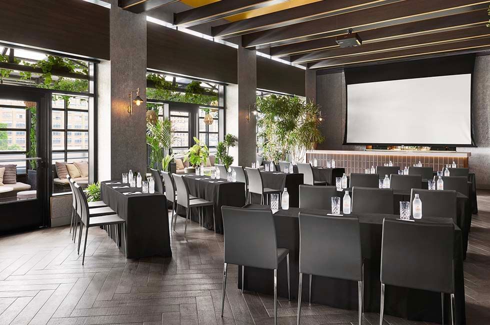Theater style meeting setup at Gansevoort Meatpacking NYC