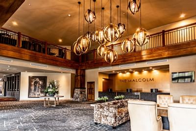 Lobby area with lounges at The Malcolm Hotel