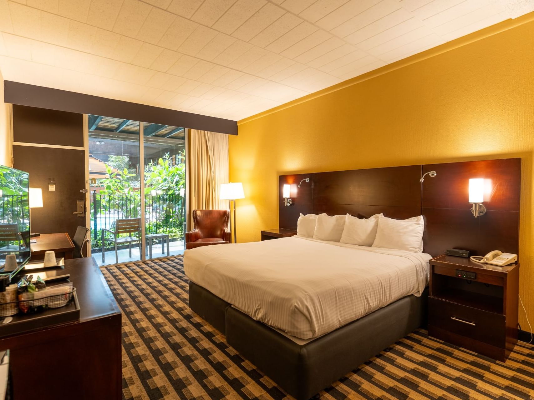 Deluxe Courtyard King room with Jacuzzi tub at M Hotel Buffalo in Buffalo.