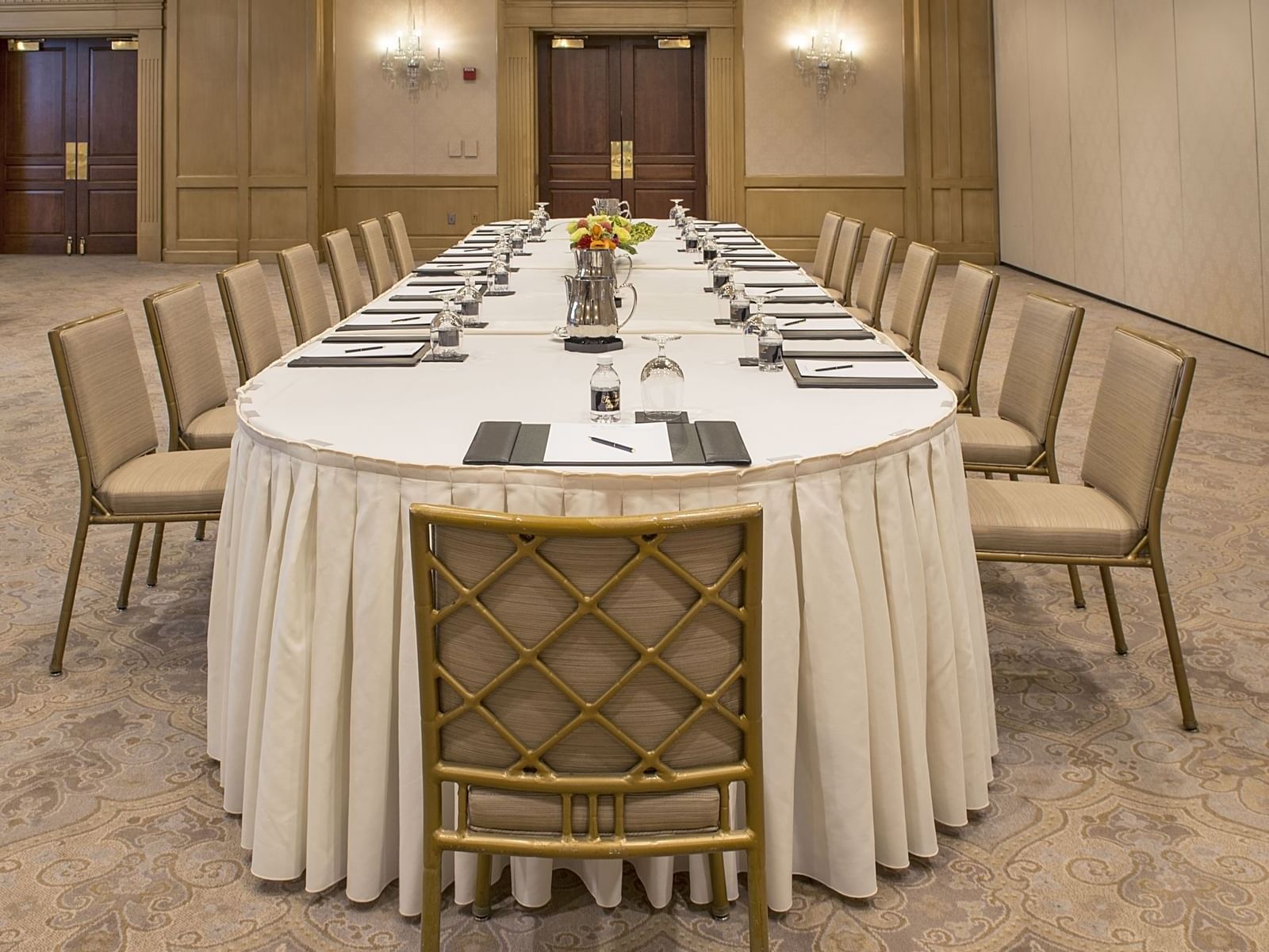long table in a beautiful ballroom