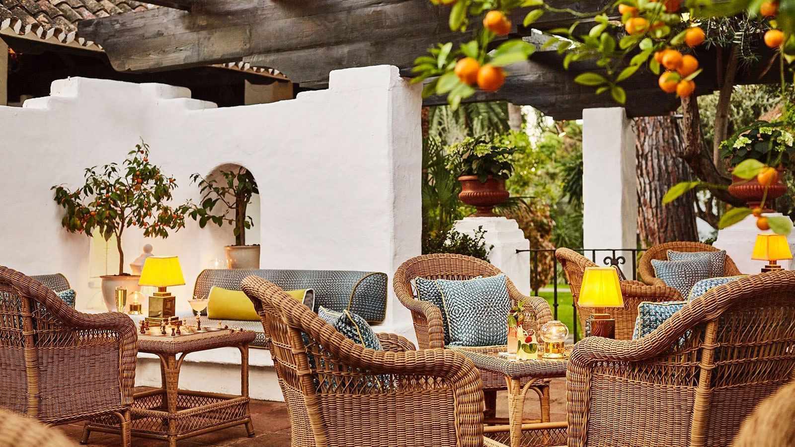 Lounge & dining area in Summer Bar at Marbella Club