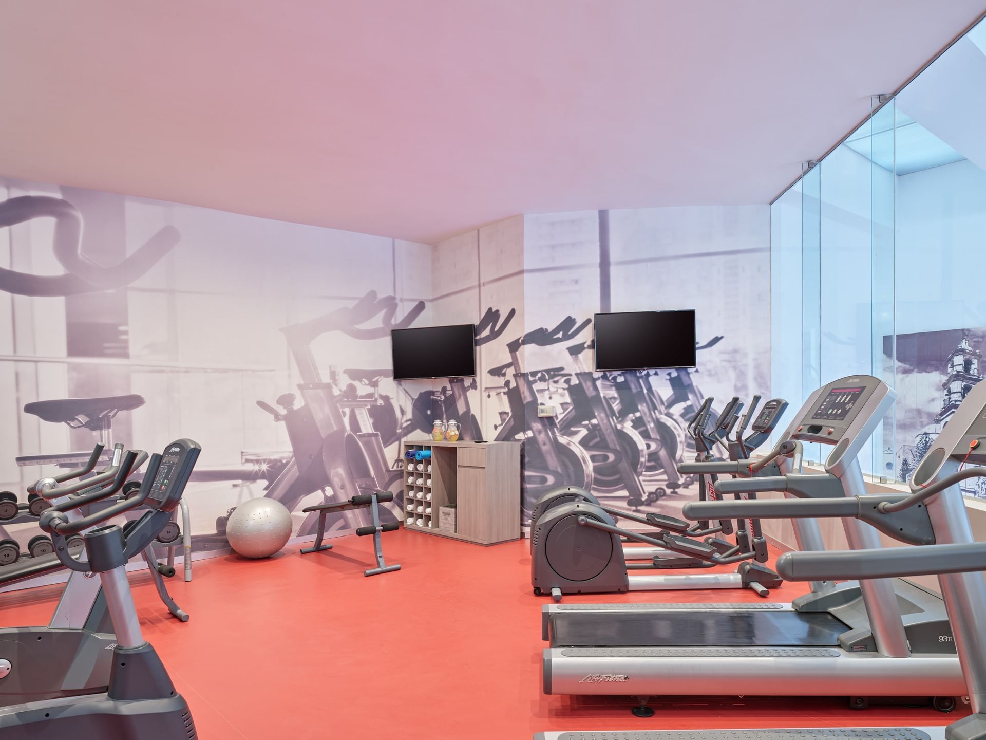 Gym area with treadmills & exercise bicycles at Fiesta Inn