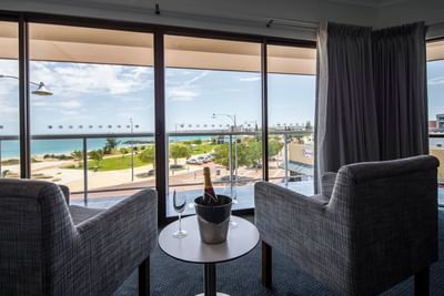 Wine served in Ocean Centre Suite at Ocean Centre Hotel