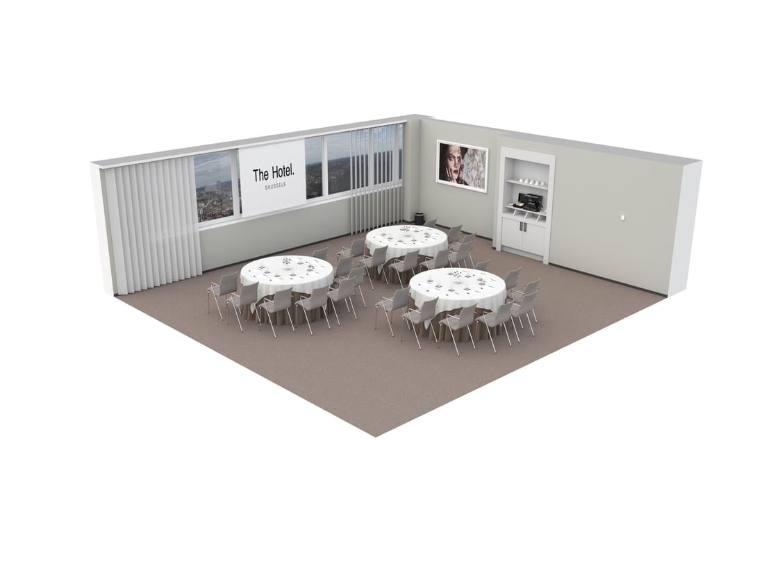 3D plan of Meet 25 One meeting room at The Hotel Brussels