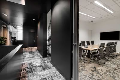 View of the Boardroom with carpeted floors from the entrance at Melbourne Hotel Perth