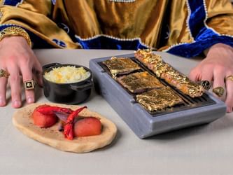 Close-up of Golden Journey dish at Engima at Palazzo Versace