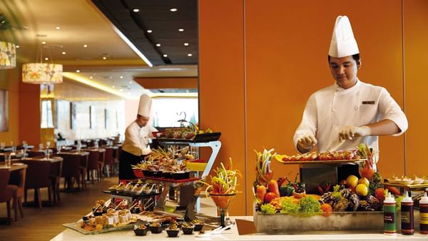 Buffet arrangement in Cafe West at Sunway Hotel Pyramid
