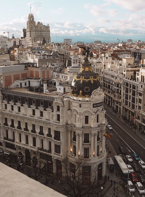 View of a famous street in Madrid