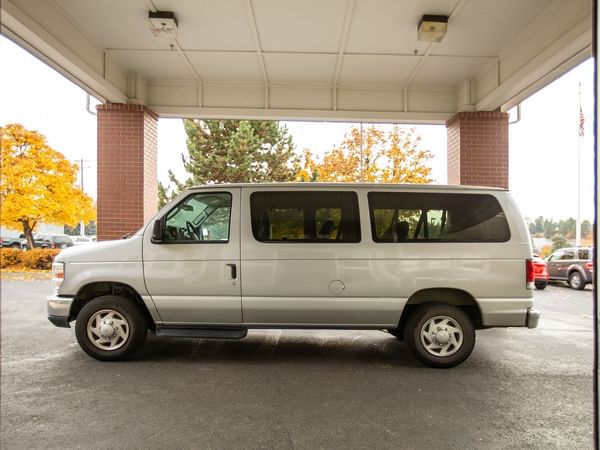 Shuttle van outside hotel