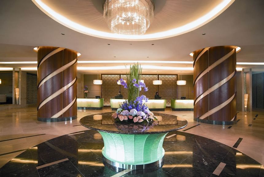 Floral arrangements in the lobby at Gardens hotels & Residences
