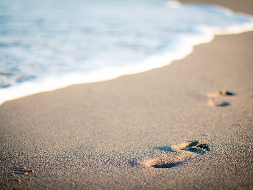 Foot steps in the ocean at Inn at Avila Beach