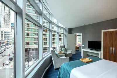 City view from One Bedroom Suite at Kinzie Hotel