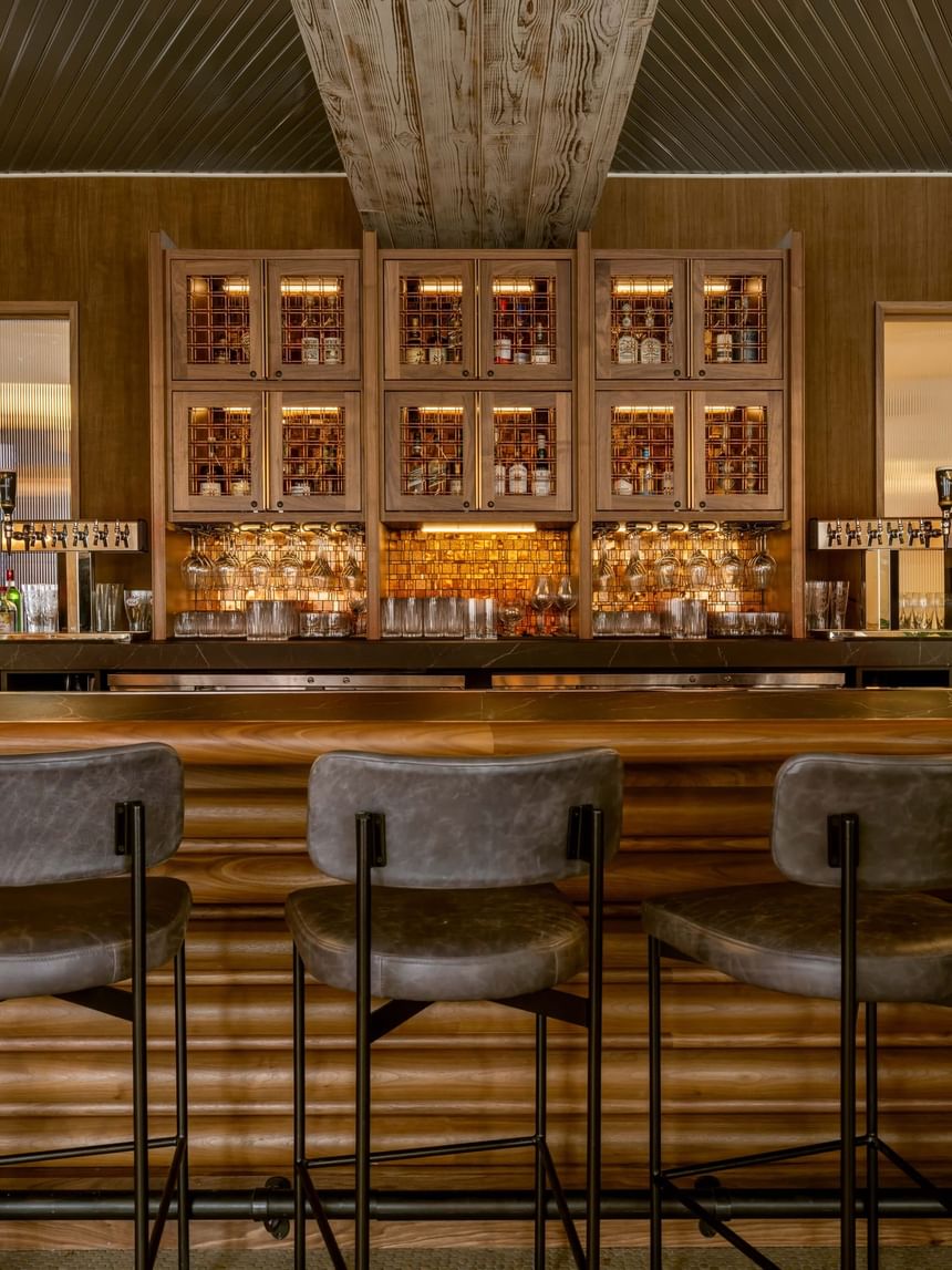 well-stocked bar at Regent Restaurant featuring a variety of premium spirits and elegant decor