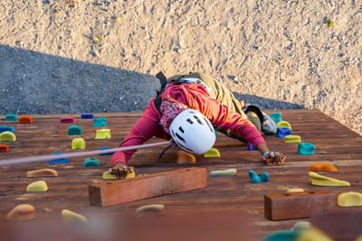 Top view of a person Rock Climbing at Honor’s Haven Retreat