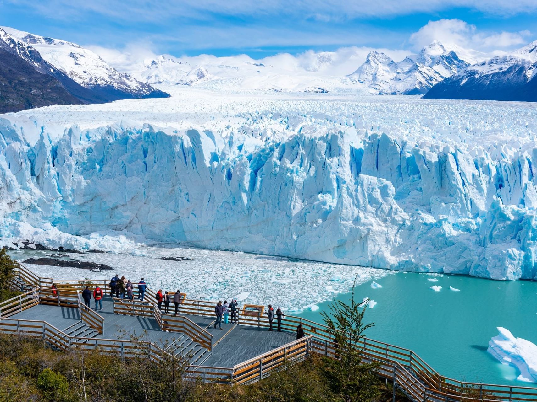 Aerial view of ice glaciers of Patagonia near Hoteles Australis