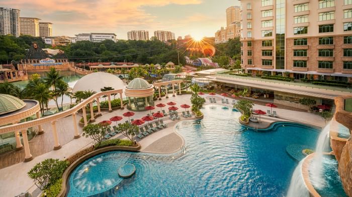 Aerial view of the water-venture at Sunway Resort