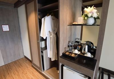 Wardrobe & coffee corner in Deluxe Premier Room at Amora Hotel