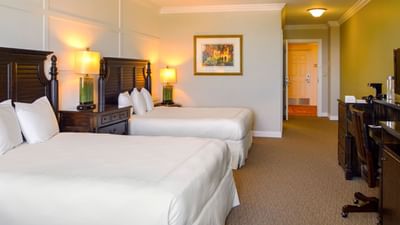 two beds in hotel room