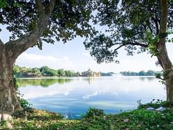Aerial view of Kandawgyi Lake near Chatrium Hotel Royal Lake Yangon