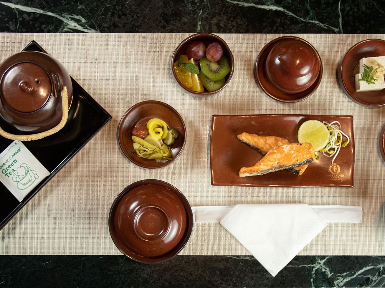 Variety of dishes served traditionally at Hotel Emperador