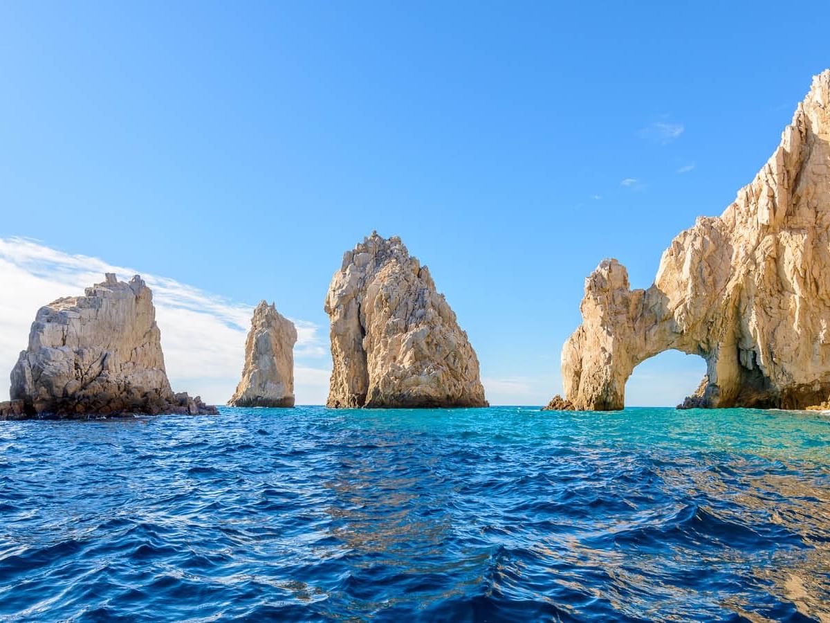 Chain of rocks in the ocean near Grand Fiesta Americana