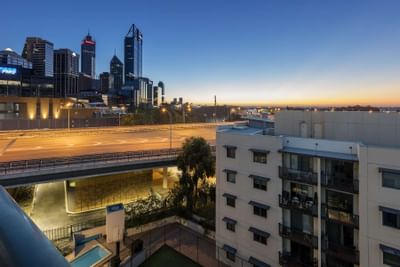 Cityscape view at evening at Nesuto Hotels