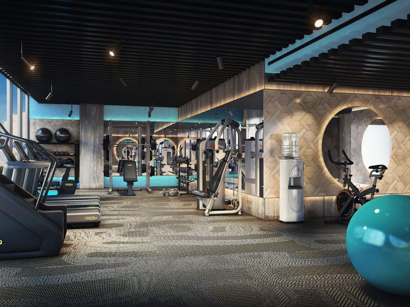 Fully equipped modern gym at Joudyan Red Sea Mall