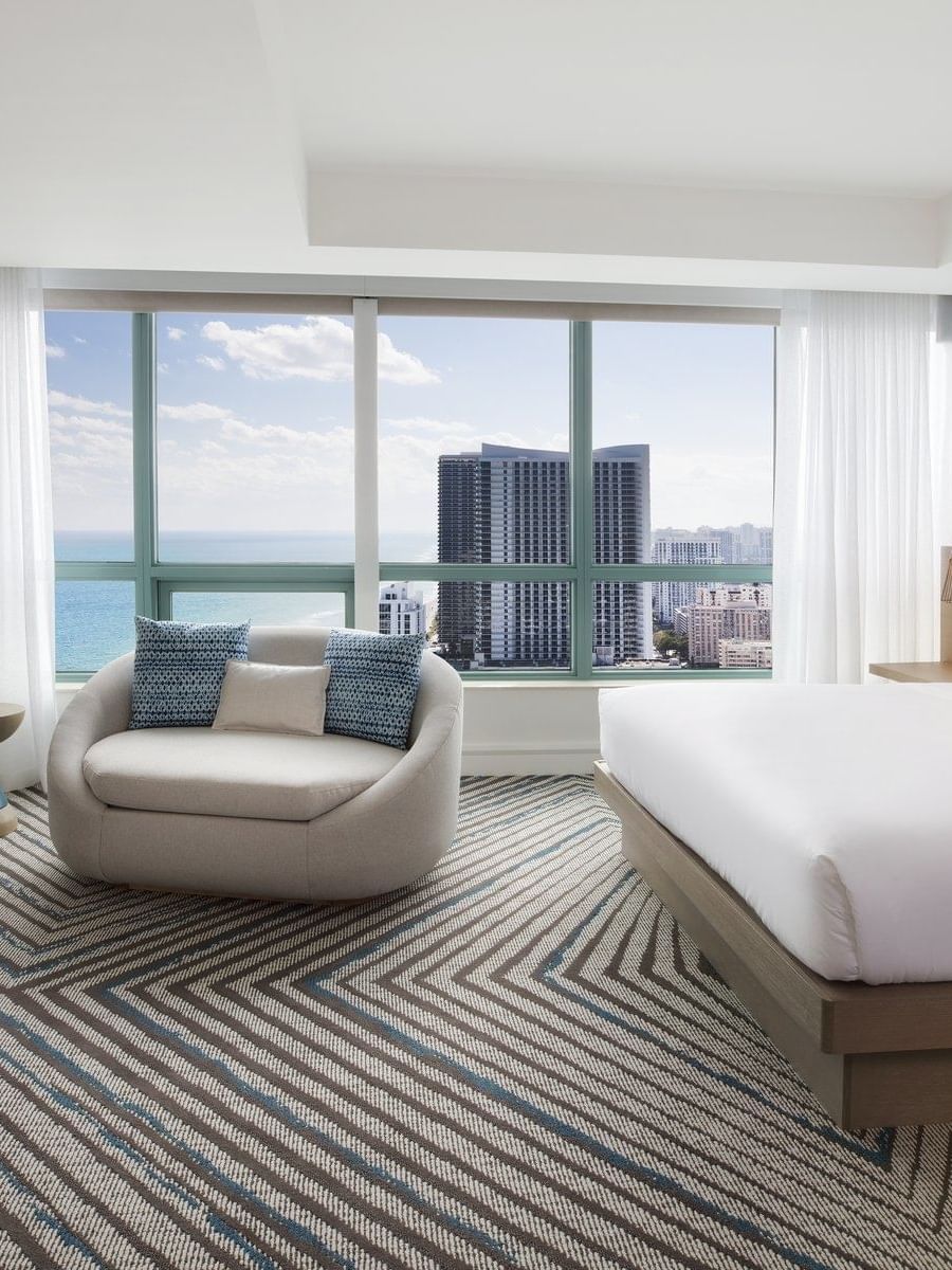 Oceanfront View bedroom with a king bed at The Diplomat Resort