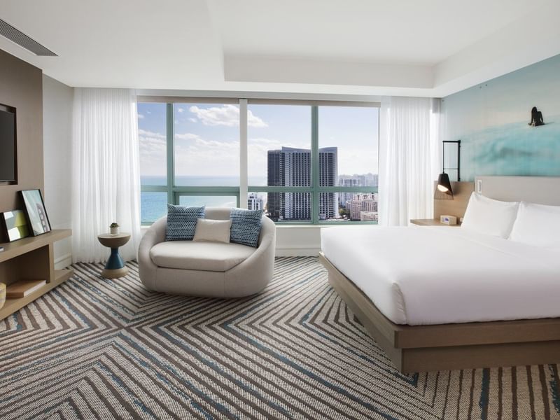Oceanfront View bedroom with a king bed at The Diplomat Resort
