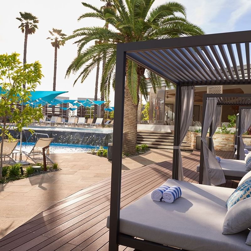 Sunbeds near the outdoor pool at Crown Towers Perth