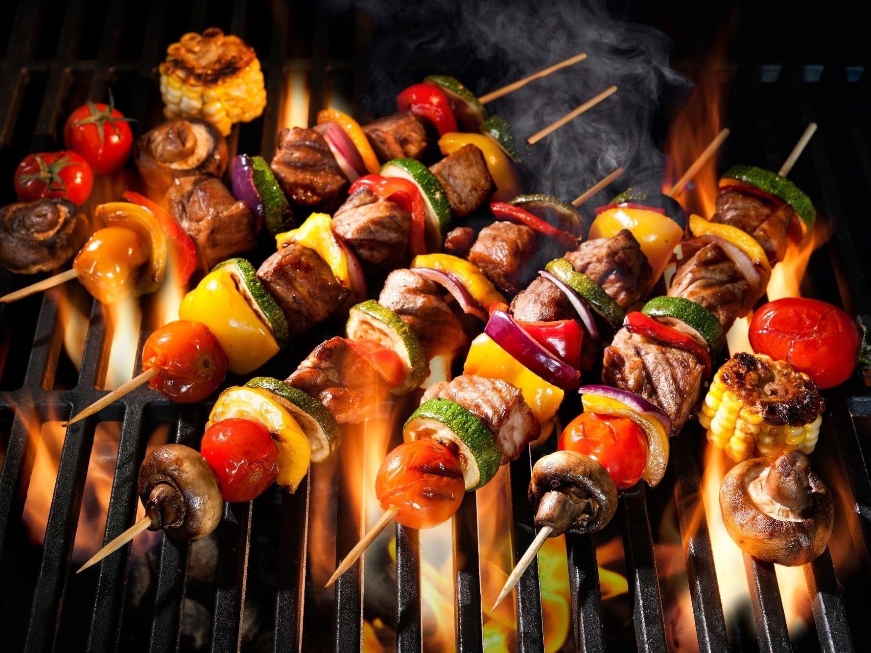 Close up on Kebabs on grill at City Season Hotels
