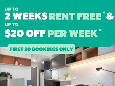 Modern student accomodation at UniLodge Melbourne Central with promotional offer