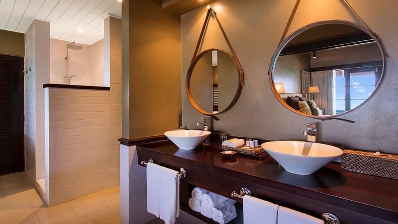 Bathroom vanity in Erakor Bathroom at Warwick Le Lagon