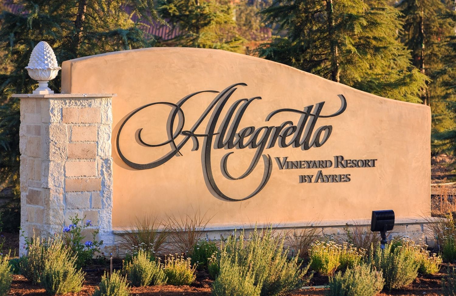 Lorem ipsum Allegretto Vineyard Resort by Ayres in Paso Robles entrance sign