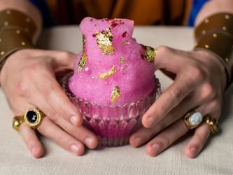 Close-up of The Golden Journey dish at Palazzo Versace Dubai