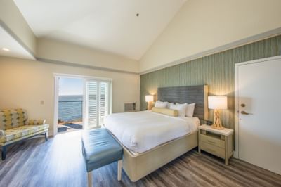 a bed in a hotel room