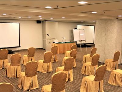 Image 140: Chair set up with projector screens in an event room at Sunway Hotel Georgetown