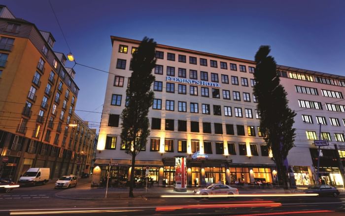 Exterior view of Flemings Hotel München City at night