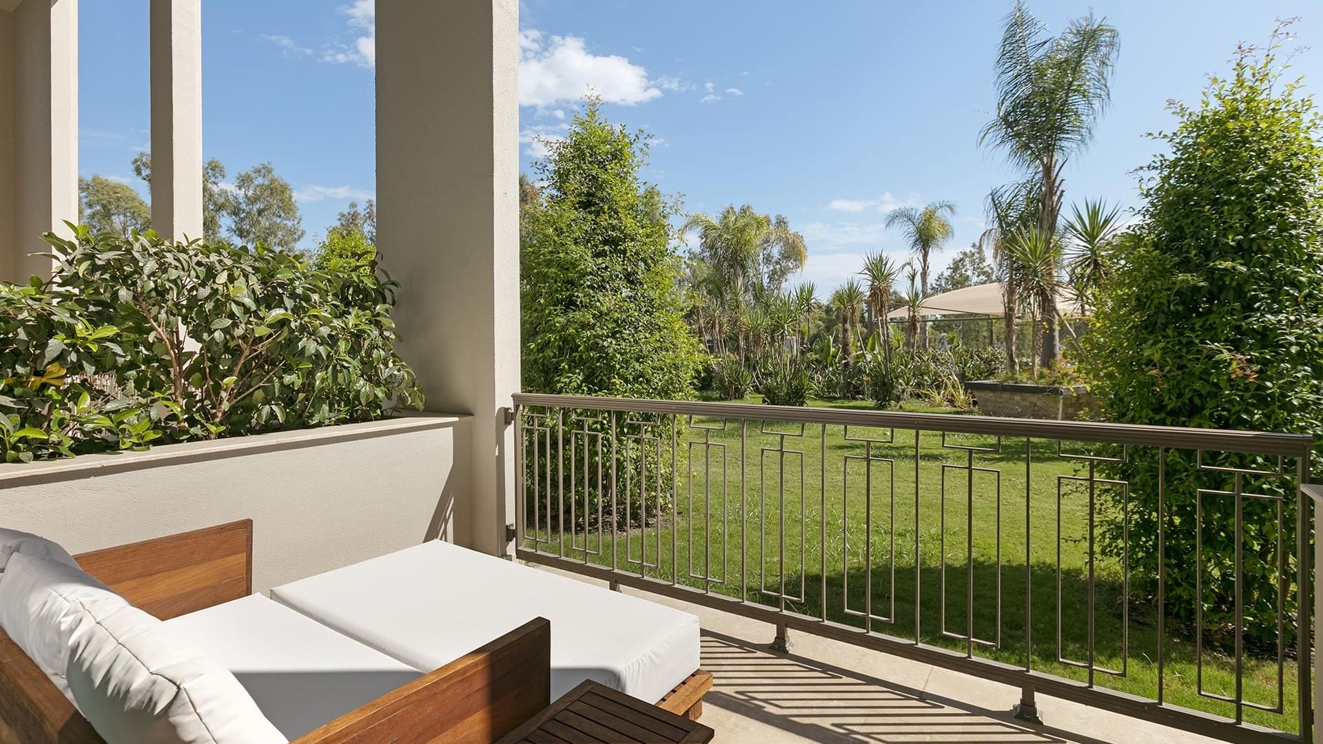 Private garden view from the balcony of Family Duplex at Cullinan Belek